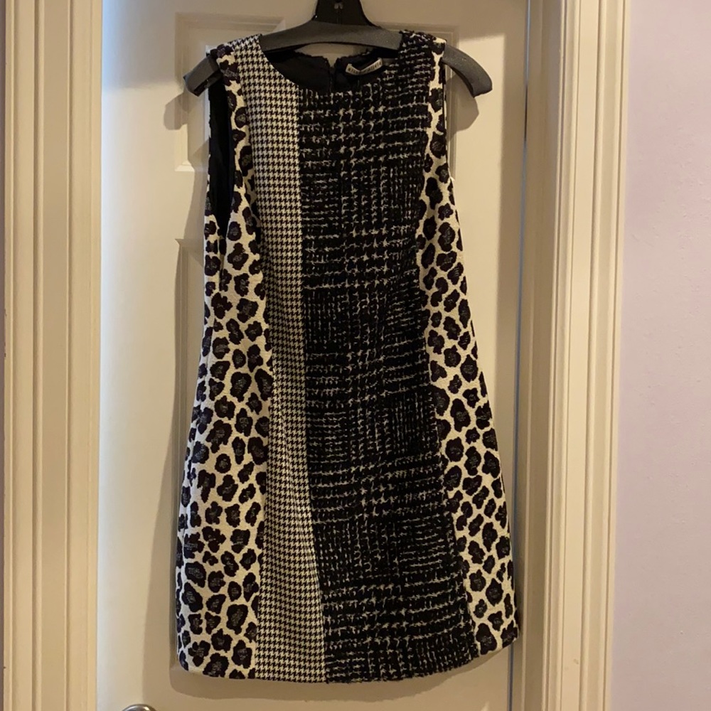 🆕A+O Wool-Blend Tweed Houndstooth Leopard Dress🖤